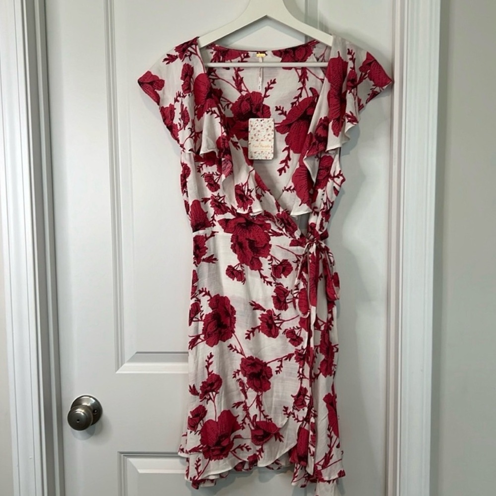 NWT Floral Wrap Dress in pink and White